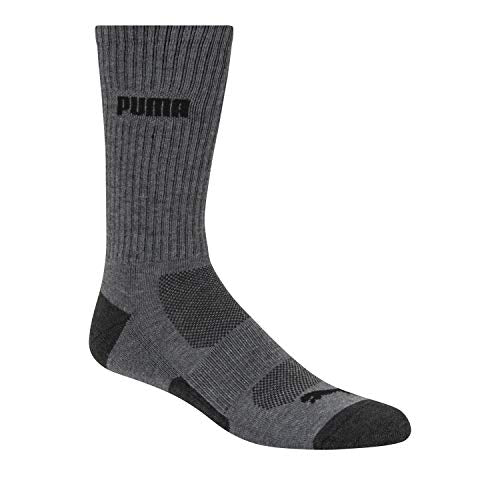 PUMA mens 6 Pack Crew Socks, Dark Gray, 13-Oct US