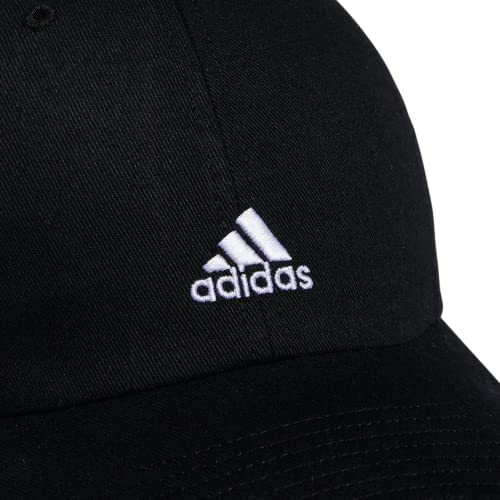 adidas Women's Saturday Relaxed Fit Adjustable Hat, Black/White, One Size