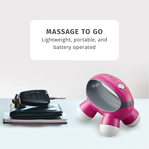 HoMedics, Quatro Mini Hand-Held Massager with Hand Grip, Battery Operated Vibration Massage, 4 Massage Nodes, Powered by 2 AAA Batteries (Included), Assorted Colors