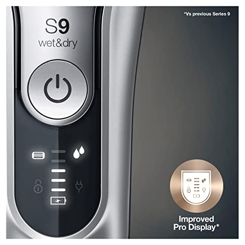Braun Electric Razor for Men, Waterproof Foil Shaver, Series 9 9390cc, Wet & Dry Shave, With Pop-Up Beard Trimmer for Grooming, Cleaning & Charging SmartCare Center and Leather Travel Case, Silver
