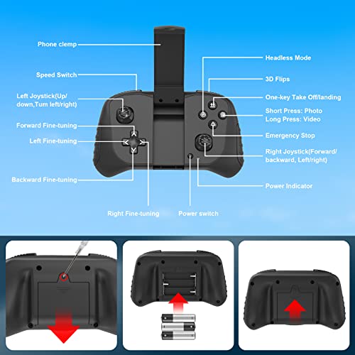 Drone with Camera for Adults Kids - 1080P HD FPV Camera Drones with Carrying Case, Foldable Drone Remote Control Toys Gifts RC Quadcopter for Boys Girls with 2 Batteries, Headless Mode, One Key Start, Speed Adjustment, 3D Flips