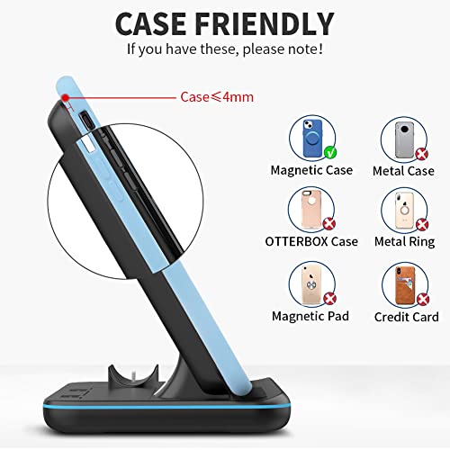 WAITIEE Wireless Charger 3 in 1,15W Fast Charging Station for Apple Watch 7/6/5/4/3/2/1,for AirPods Pro,for iPhone14/13 Pro/Pro Max/12/11/X/Xr,for Samsung Galaxy Phone Series (No Watch Charging Cable)