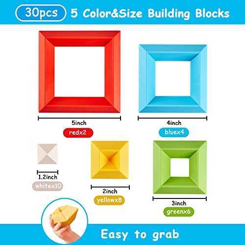 DQMOON Montessori Toys for 2-4 Year Old Boys Girls Toddlers Preschool Learning Activities 30Pcs Building Blocks Stacking Educational Toys STEM Sensory Toys Gifts for Kids Age 1-2 4 5 6