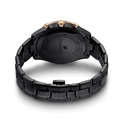 SWAROVSKI Unisex-Adult's Octea Lux Sport Stainless Steel Swiss Quartz Watch with Metal Strap, Black, Swiss Made