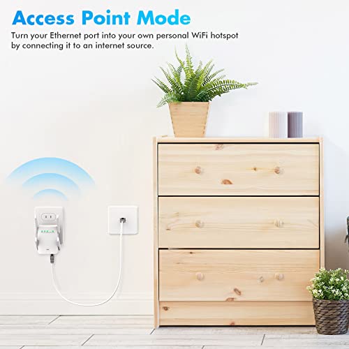 MEESTORY WiFi Extenders Signal Booster for Home, Extender, 2023 Newest and Amplifier up to 8470Sq.ft, Internet Booster, Repeater with Ethernet Port & Access Point, 1-Tap Setup, 2.4GHz, Green