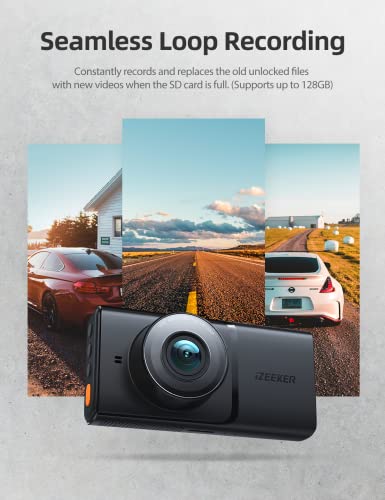 iZEEKER Dash Cam Front and Inside, 2K Single, 1080P Dual Dash Camera for Cars, Infrared Night Vision for Taxi Driver, Accident Record, Loop Recording, Parking Mode