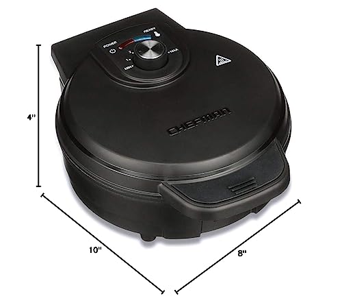Chefman Anti-Overflow Belgian Waffle Maker w/Shade Selector, Temperature Control, Mess Free Moat, Round Iron w/Nonstick Plates & Cool Touch Handle, Measuring Cup Included, Black