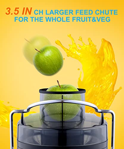 Juicer Machine, 600W Juicer with 3.5โ Wide Chute for Whole Fruits and Veg, Juice Extractor with 3 Speeds, BPA Free, Easy to Clean, Compact Centrifugal Juicer Anti-drip