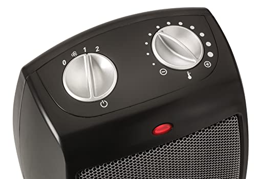 Lasko Ceramic Tabletop Space Heater for Home with Adjustable Thermostat and 2 Speeds, 9 Inches, Black, 1500W, CD09250