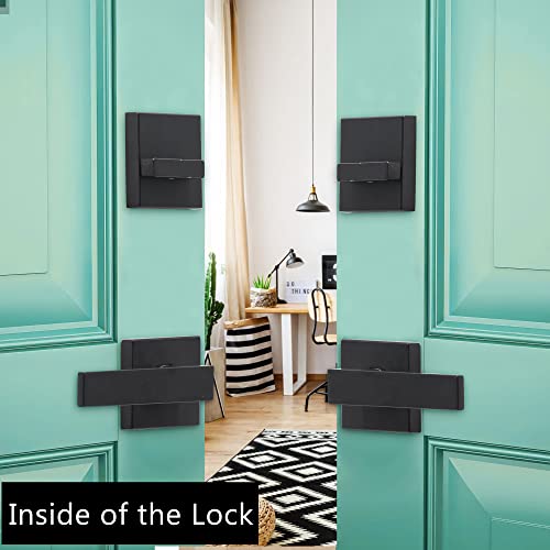 KIAYACI Front Door Handleset Double Door Lock Set Black Door Handle Deadbolt Locks for Doors Entry Door Locksets with Deadbolt Single Cylinder HandleSet with Circle Handle Lower Half Grip Matte Black
