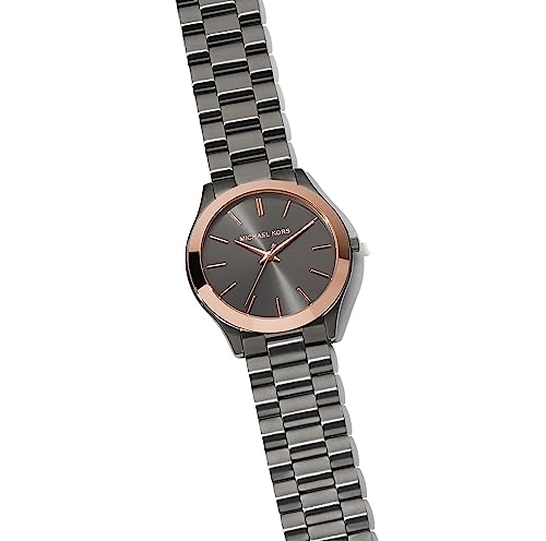 Michael Kors Men's Slim Runway Three-Hand Gunmetal Gray Stainless Steel Bracelet Watch (Model: MK8576)