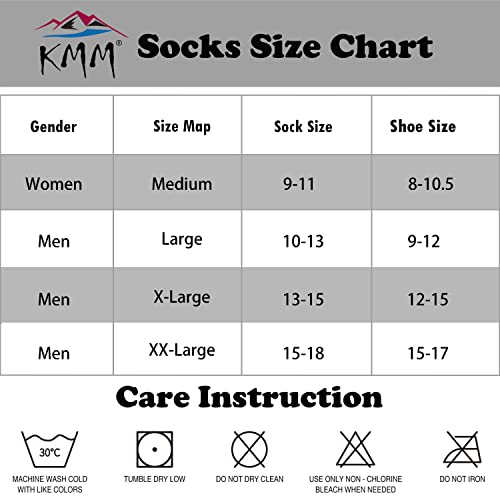 KMM Men's Cotton Full Thick Cushion Crew Socks Moisture Control Heavy Duty Work Western Boot Warm Thermal Anti Sweat Blisters(Black L)
