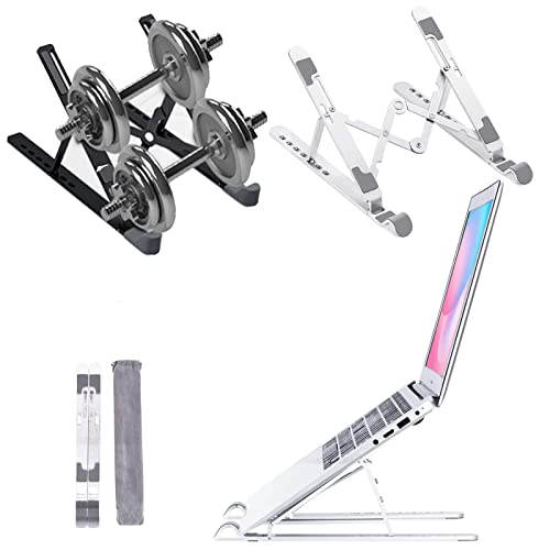 Tynctway Laptop Stand, Adjustable Computer Holder Aluminum Riser, Non-Slip Metal Compatible with MacBook Air Pro Foldable Portable Tablets Holder for 10" to 15.6" Notebook Computer (Silver)