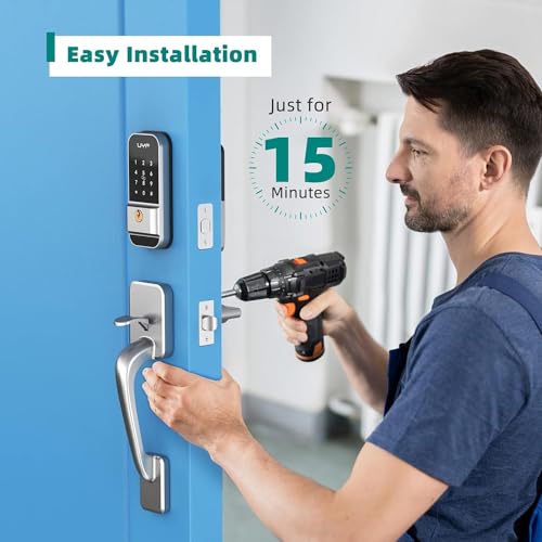 Keyless Entry Smart Door Lock with Handle Set,Front Door Keypad Lock,Electronic Deadbolt Door Lock,Auto Lock&Easy Installation,Digital Keypad Door Lock for Home Hotel Bedroom,Silver