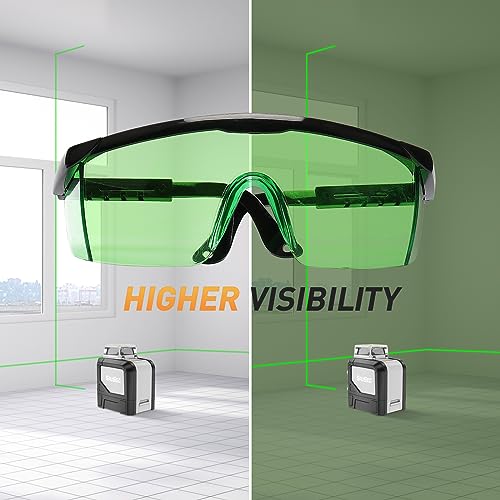 SAVSEC 901CG Self-Leveling Laser Level, 360° Cross-Line Laser Green-Beam with Pluse Mode, Magnetic Pivoting Base, Laser Enhancement Glasses Included