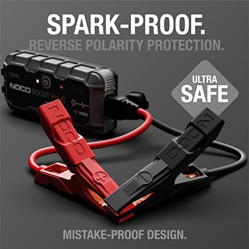 NOCO Boost Plus GB40 1000A UltraSafe Car Battery Jump Starter, 12V Battery Pack, Battery Booster, Jump Box, Portable Charger and Jumper Cables for 6.0L Gasoline and 3.0L Diesel Engines