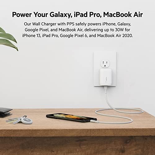 Belkin 30 Watt USB C Wall Charger - USB Type C Charger Fast Charging for Apple iPhone 14, 14 Pro, 14 Pro Max, 13, 13 Pro, 13 Pro Max, Galaxy S21 Ultra, iPad, AirPods & More - USBC Charger (Pack of 2)