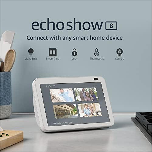 Echo Show 8 (2nd Gen) | Glacier White with FREE Sengled Matter Smart Bulb