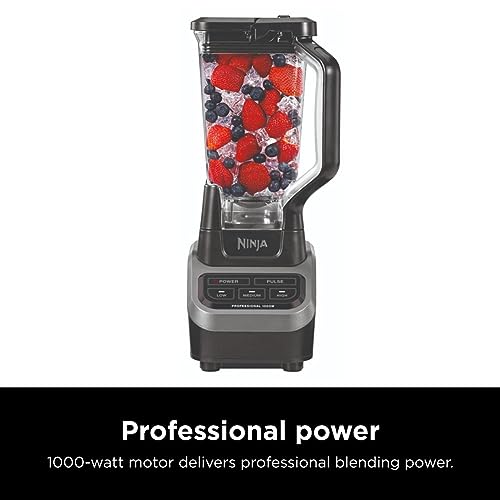 Ninja BL610 Professional 72 Oz Countertop Blender with 1000-Watt Base and Total Crushing Technology for Smoothies, Ice and Frozen Fruit, Black, 9.5 in L x 7.5 in W x 17 in H