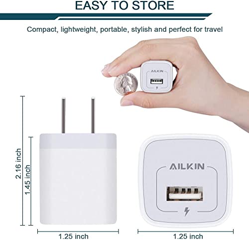 iPhone Charger Box, USB Block, 4 Pack Single USB Port Power Adapter for Apple iPhone, Samsung Galaxy, Google Pixel, USB Cube Wall Plug USB Outlet Multi Travel USB Ac Cargador Charging Blocks 1a White