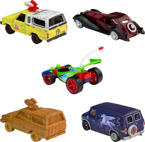 Hot Wheels Premium Disney 100 Bundle, 5 1:64 Scale Disney-Themed Premium Cars from Disney and Pixar, Commemorative Box for Collectors