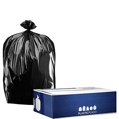 Plasticplace Trash Bags │ 1.5 Mil │ Black Heavy Duty Garbage Can Liners │ 50” x 48”, (100 Count)