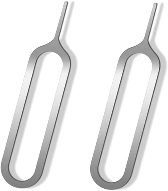2 Pack Sim Card Pin | Sim Card Tool Compatible with All iPhone 15,14, 13, 12, Pro and All iPhone Series, Samsung, HTC, and All Smartphone Devices Silver (Silver)
