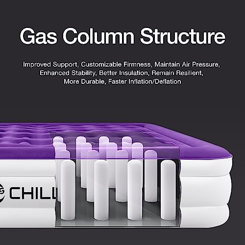 CHILLSUN Queen Air Mattress with Built in Pump,16" Elevated Air Mattresses for Camping,Home,Guests Fast Inflation/Deflation Blow Up Mattress, Purple Air Bed with Carry Bag for Inflatable Tent,Travel