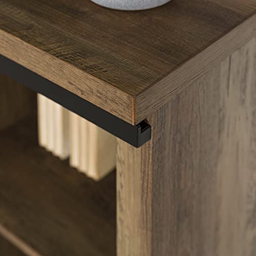 Walker Edison Richmond Modern Farmhouse Sliding Barn Door Stand for TVs up to 65 Inches, Without Fireplace, Rustic Oak