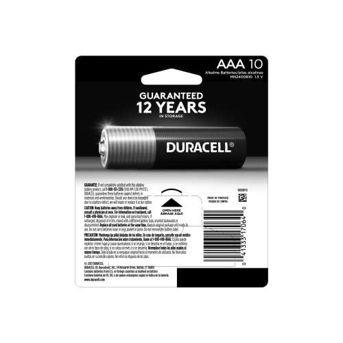 Duracell Coppertop AAA Batteries with Power Boost Ingredients, 10 Count Pack Triple A Battery with Long-lasting Power, Alkaline AAA Battery for Household and Office Devices