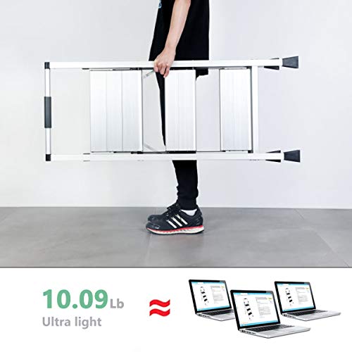 Topfun 3 Step Ladder, Lightweight Aluminum Folding Step Stool, Multi-Use Non-Slip Wide Platform Ultra-Light Sturdy Ladder, 225lbs Capacity, Fully Assembled for Household and Office