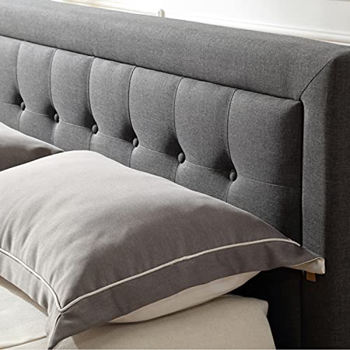 Classic Brands Mornington Upholstered Platform Bed | Headboard and Metal Frame with Wood Slat Support, Full, Grey