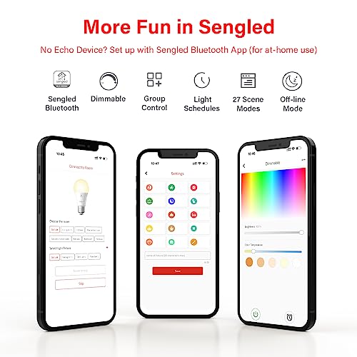 Sengled Alexa Light Bulb, S1 Auto Pairing with Alexa Devices, Warm Light Bulbs, Smart Light Bulbs that work with Alexa, Bluetooth Mesh Smart Home Lighting, E26 60W Equivalent, 800LM, 1-Pack