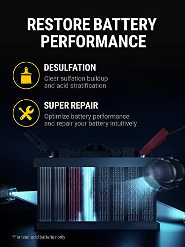 HULKMAN Sigma 1 Car Battery Charger, 1A 6V/12V Automatic Smart Trickle Charger, Battery Maintainer, and Desulfator with Intelligent Interface
