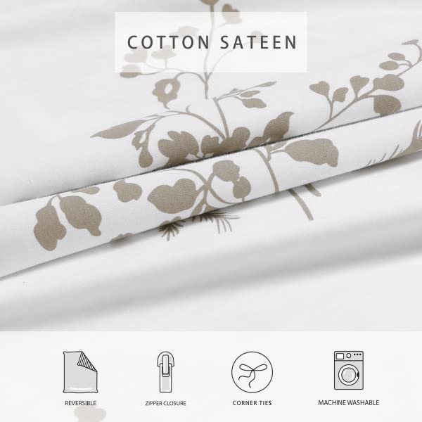 Stone Cottage - King Duvet Cover Set, Cotton Sateen Bedding with Matching Shams, Elegant Home Decor (Willow Tan/Beige, King)