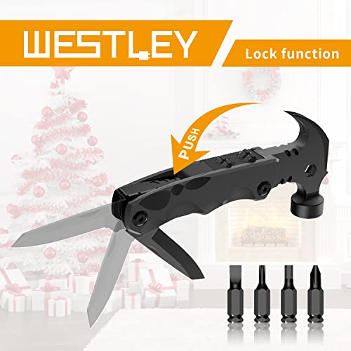 Gifts for Men Unique, WESTLEY Multitool, 15 in 1 Survival Gear, Camping Accessories, 4 Screwdrivers heads with Magnetic, Christmas Gifts for Men, Lock Function, cool gadgets for men WT15H