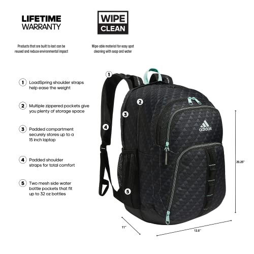 adidas Prime 6 Backpack, BOS Mini Monogram Black/Semi Flash Aqua Blue, One Size