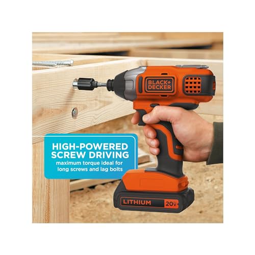 BLACK+DECKER 20V MAX* POWERCONNECT 1/4 in. Cordless Impact Driver Kit (BDCI20C)