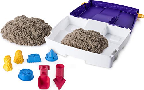 Kinetic Sand, Folding Sand Box with 2lbs of All-Natural, 7 Molds and Tools, Play Sand Sensory Toys for Kids Ages 3 and up