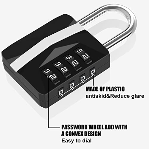 Diyife® 2 Pack Combination Padlock, 4 Digit Metal Combination Lock Waterproof, Steel Plated Clasp & High Security, Resettable Outdoor Lock for Gate, Garage, Gym, Locker, Drawer - Black