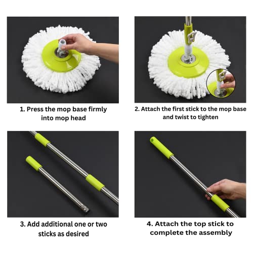 Green Direct Mop Stick for Spin Mop Bucket Cleaning System | Mop Stick and Microfiber Mop Head Included