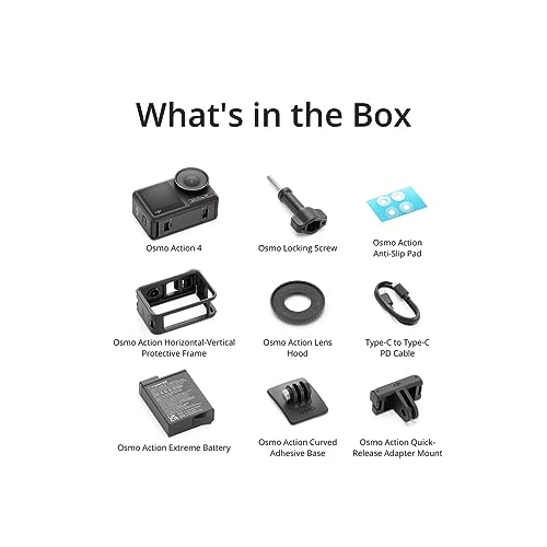 DJI Osmo Action 4 Standard Combo - 4K/120fps Waterproof Action Camera with a 1/1.3-Inch Sensor, Stunning Low-Light Imaging, 10-bit & D-Log M Color Performance, Long-Lasting 160 Mins, Outdoor Camera