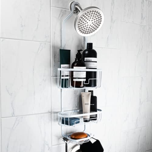 PROBEAUTIFY Hanging Shower Caddy Over Shower Head - White Shower Caddy Hanging - Shower Caddy and Shower Rack for Ultimate Convenience