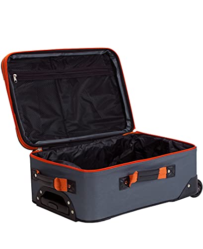 Rockland Journey Softside Upright Luggage Set, Expandable, Charcoal, 4-Piece (14/19/24/28)