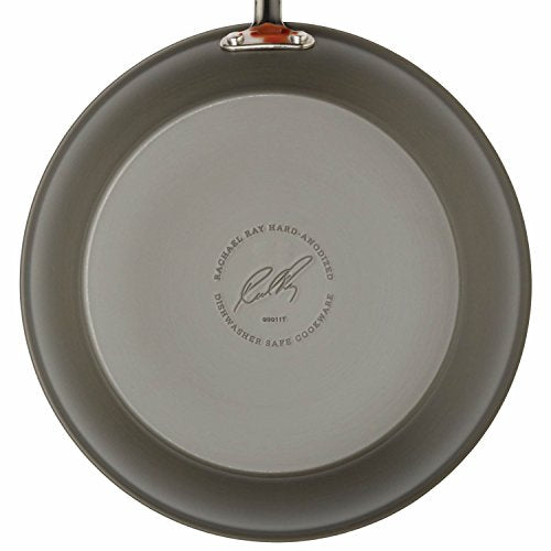 Rachael Ray Brights Hard Anodized Nonstick Frying Pan / Fry Pan / Hard Anodized Skillet - 8.5 Inch, Gray with Orange Handles