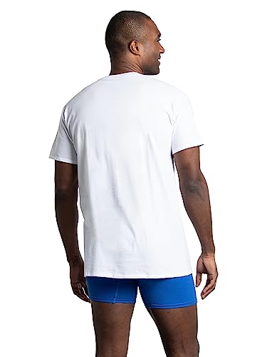Fruit of the Loom Men's Eversoft Cotton Stay Tucked Crew T-Shirt, Regular-12 Pack White, Large