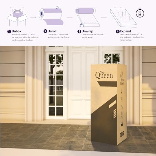 NapQueen 8 Inch Innerspring Twin Size Medium Firm Memory Foam Mattress, Bed in a Box, White