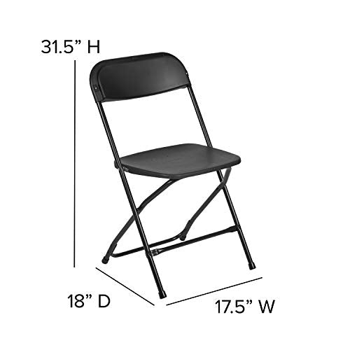 Flash Furniture Hercules Plastic Folding Chair - Black (10 Pack) | Lightweight, Durable, and Comfortable Event Chair | 650LB Weight Capacity