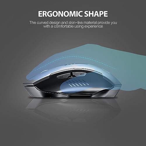 INPHIC Bluetooth Wireless Mouse, 3 Modes Bluetooth 5.0&4.0 Mouse 2.4G Rechargeable Mouse with 6 Button, Upgraded Battery Level Visible Ergonomic Computer Mouse for Laptop, Mac, PC etc.
