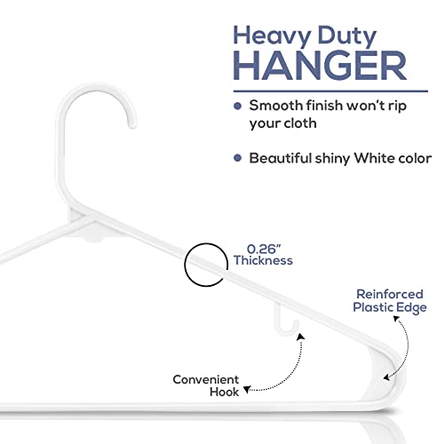 Utopia Home Plastic Hangers 30 Pack - Clothes Hanger with Hooks - Durable & Space Saving - Heavy Duty White Hangers for Coats, Skirts, Pants, Dress, Etc.